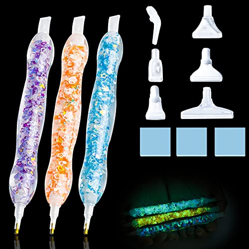 3 Pcs Diamond Painting Stift für Diamond Painting Zubehör, Diamond Painting Set Stift Diamant Painting Stift für 5d Diamant Painting Stifte, Im Dunkeln Leuchtende Stifte mit Spitzen und Wachsset 001 von forever young