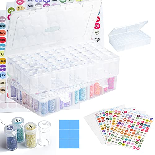 Diamond Painting Aufbewahrungsbox, 2 Sets mit 120 Gläsern, Diamond Painting Zubehör Boxen, 447 Farben Diamond Painting Sticker und Diamond Painting Wachs, Diamond Painting Koffer, Diamond Painting Box von forever young