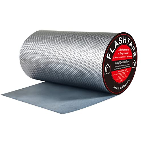 fowong Aluminum Wasserdichtes Klebeband 30cm(B) x5M(L) Butyl Dichtungsband Alufolie Selbstklebend Reperaturband zum Abdichten und Befestigen im Pool Loch Rohr Dach Wohnmobil Bad von fowong