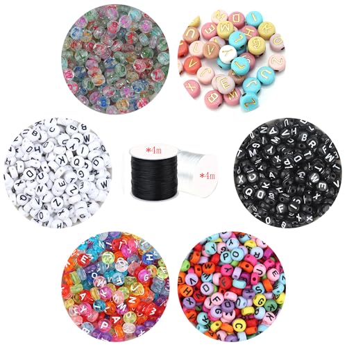 ftiemlovde 780 Bunte Buchstaben Perlen für Armbänder Set Selber Machen mit A-Z Rund 4mm （Bunte） von ftiemlovde