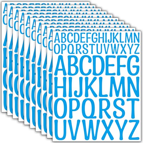 10 Blätter 520 Stück Buchstaben Aufkleber,25 mm + 50 mm Selbstklebende Buchstaben Klebebuchstaben Wetterfest Alphabet für Scrapbooking,Briefkaste,Schilder,Tür,Hausnummer,Adressnummer,DIY (Blau) von fudalation