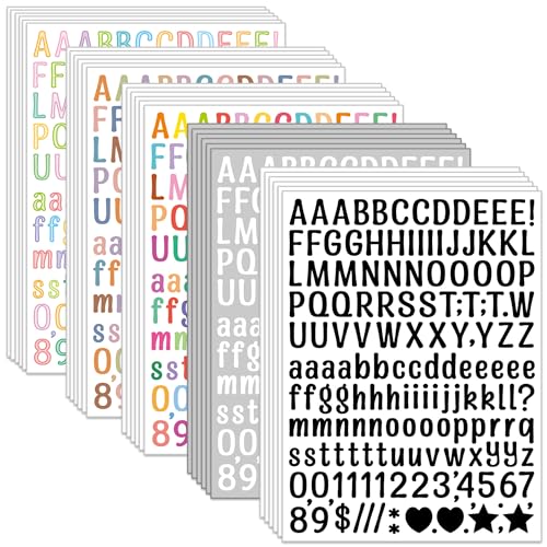 30 Blätter Buchstaben Aufkleber,13 mm 4560 Stück Klebebuchstaben und Zahlen,Selbstklebende Wetterfest Alphabet Stickers für Scrapbooking,Notizbuch,DIY Basteln,Grußkartendekoration (Mehrere Farben) von fudalation