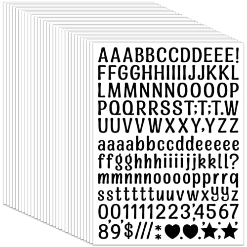 30 Blätter Buchstaben Aufkleber,13 mm 4560 Stück Klebebuchstaben und Zahlen,Selbstklebende Wetterfest Alphabet Stickers für Scrapbooking,Notizbuch,DIY Basteln,Grußkartendekoration (Schwarz) von fudalation