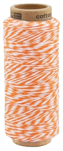 zweifarbige Baumwollkordel 1,0 mm, Makramee Garn, Kordel für DIY Handwerk, Schnur Baumwolle Bindfaden Bäckergarn Geschenkband (1015 - Neonorange - Weiß) von fuwi