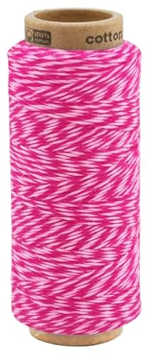 zweifarbige Baumwollkordel 1,0 mm, Makramee Garn, Kordel für DIY Handwerk, Schnur Baumwolle Bindfaden Bäckergarn Geschenkband (2004 - rosa Mädchen) von fuwi