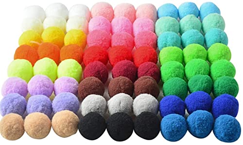 100 Stück Pompons, flauschig, sortiert, für Bastelarbeiten, Dekorationen (3 cm, mehrfarbig) von gadenfer