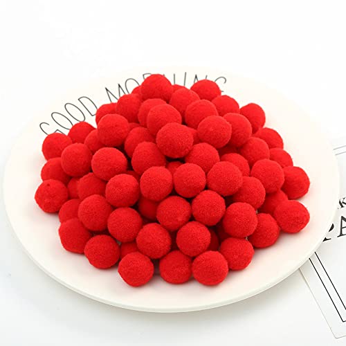 100 Stück Pompons, flauschig, sortiert, für Bastelarbeiten, Dekorationen, 3 cm, Rot von gadenfer