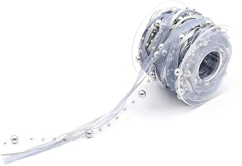 10M Perlenband Chiffon-Band und Organza-Spitze-Band-Dekoband Spitze Zierband für Hochzeits-Blumen- Nähen Handwerk Verpackung (grey) von gadenfer