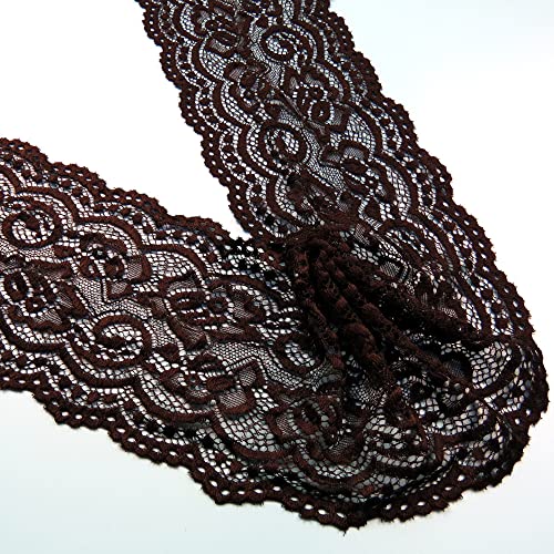 5 Yard Stickerei-Spitzenband, breites Stretch-Elastikgewebe, Basteln, Nähen, DIY für Kleid, Tischdecke, Haarband, Hochzeitsdekorationen (10 cm, schwarz) von gadenfer