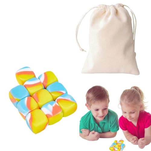 gafdu Steinfangspiel, Steinspielset für Kinder - Buntes Wurfspiel,10x tragbarer Stapelblock, Lernspielzeug, Feinmotorikspielzeug für Zuhause, Studio, Schule, Reisen von gafdu