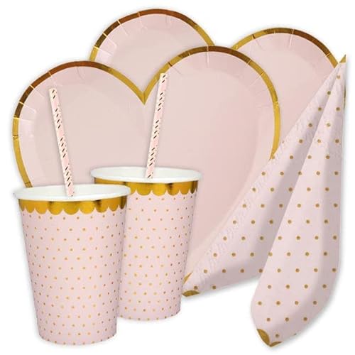 Geburtstagsfee Baby Girl Basicset, Gold gepunktet, 50-teilig Tischdekoration Babyparty Mädchen von Geburtstagsfee