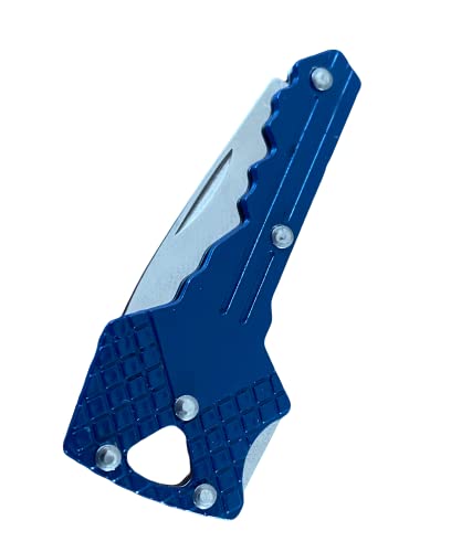 geddid Schlüsselanhänger Messer Schlüssel Messer Schlüsselmesser kleines Taschenmesser klein in Schlüsselform Brieföffner Paketmesser blau von geddid