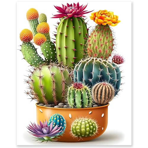 gelrovaled Malen Nach Zahlen Erwachsene, DIY Handgemalt Ölgemälde Kit für Anfänger und Erwachsene Mit 3-Pinseln und Acrylfarbe, Ohne Rahmen 40X50CM, Cactus von gelrovaled