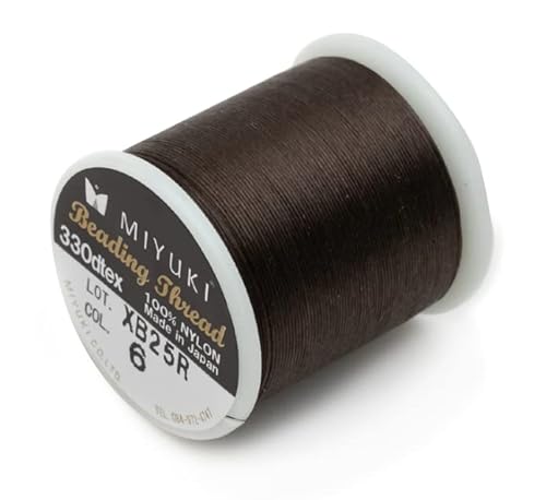 1 stk Miyuki Perlen Nylon vorgewacheter Faden, braun (col.6), ca. 0,20 mm / 50 m - Größe B (Miyuki beading nylon pre-waxed thread, brown (col.6), approx 0.20 mm / 50 m - size B) von generic