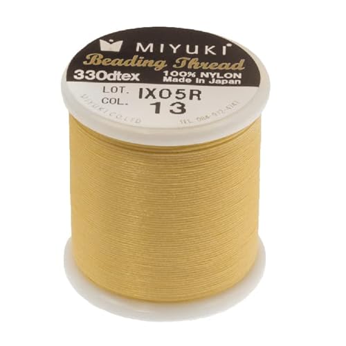 1 stk Miyuki Perlen Nylon vorgewacheter Faden, gelb (Col.13), ca. 0,20 mm / 50 m - Größe B (Miyuki beading nylon pre-waxed thread, yellow (col.13), approx 0.20 mm / 50 m - size B) von generic