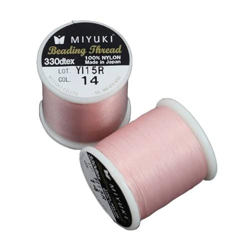 1 stk Miyuki Perlen Nylon vorgewacheter Faden, hellrosa (Col.14), ca. 0,20 mm / 50 m - Größe B (Miyuki beading nylon pre-waxed thread, light pink (col.14), approx 0.20 mm / 50 m - size B) von generic