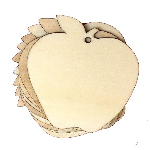 10 x Holz-Apfel mit Blattform, 3 mm Sperrschicht (8 x 8 cm, Loch oben mittig) von generic