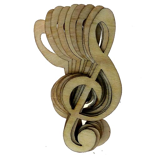 10 x Notenschlüssel aus Holz in G-Form, 3 mm, Unterhaltung (6 x 2,4 cm, ohne Loch) von generic