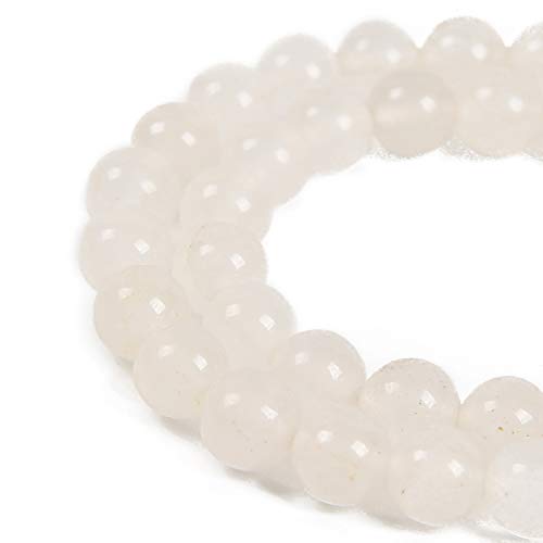 45 Stück 8 mm natürlicher weißer Jade-Edelstein, rund, Abstandshalter, lose Steinperlen zur Schmuckherstellung, 39,4 cm, 1 Strang 45 Stück 8 mm natürlicher weißer Jade-Edelstein, rund, Abstandshalter, lose Steinperlen zur Schmuckherstellung, 39,4 cm, 1 Strang von generic