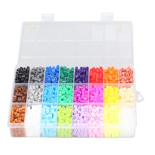 5 Mm 6300-teiliges DIY-Sicherungsperlen-Set in 24 Leuchtenden Farben, Inklusive 3 Zusätzlichen Weißen und 12 Bunten Papierstücken, Perfektes Schmelzperlen-Set für Zum Basteln von generic