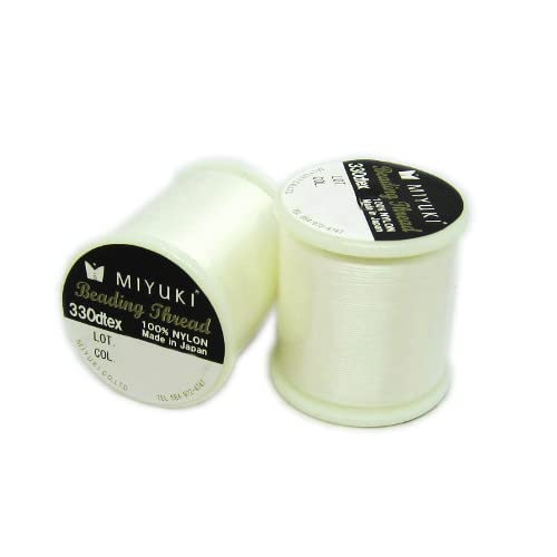 50 meter Miyuki Perlen Nylon vorgewacheter Faden, Eierschale - Lichtcreme (COL2), ca. 0,20 mm - Größe B (Miyuki beading nylon pre-waxed thread, egg shell - light cream col.2), Beige von generic