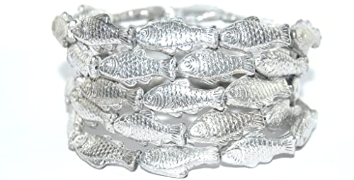 50 stk Fisch gepresste Glasperlen Silver Böhmische Glasperlen, Fish Pressed Glass Beads-27000 von generic