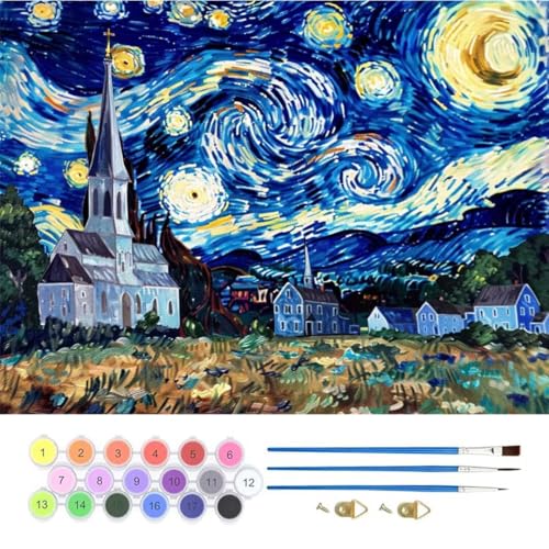 Abstrakt Sternenhimmel Malen Nach Zahlen, Paint by Numbers Malen Nach Zahlen Adult Kit, Groß DIY Handgemalt Ölgemälde Kit für Anfänger Mit Pinsels Acrylfarbe, für Home Décor 80x100cm (No Frame) T-867 von generic