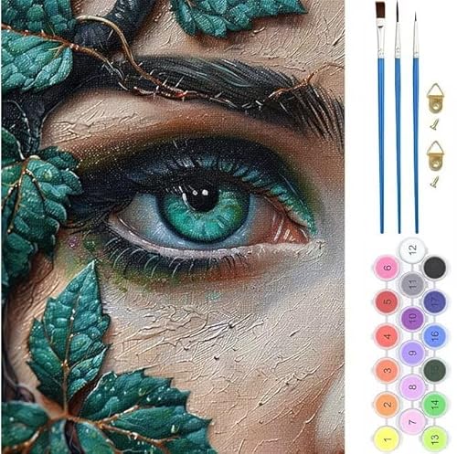 Augen Blätter Malen Nach Zahlen, Paint by Numbers Malen Nach Zahlen Adult Kit, Groß DIY Handgemalt Ölgemälde Kit für Anfänger Mit Pinsels Und Acrylfarbe, für Home Décor Geschenke 90x110cm (No Frame) von generic