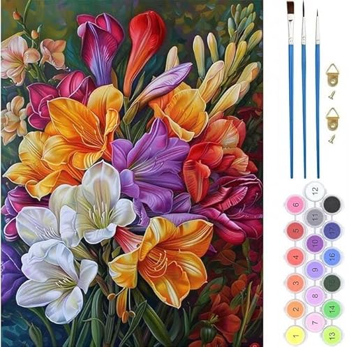 Blume Buntes Malen Nach Zahlen,Paint by Numbers Malen Nach Zahlen Adult Kit,Groß DIY Handgemalt Ölgemälde Kit für Anfänger Mit Pinsels Und Acrylfarbe,für Home Décor Geschenke 40x60cm (No Frame) T-332 von generic