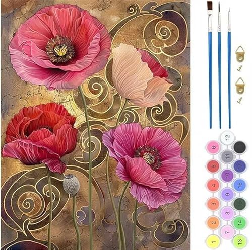 Blume Malen Nach Zahlen, Paint by Numbers Malen Nach Zahlen Adult Kit, Groß DIY Handgemalt Ölgemälde Kit für Anfänger Mit Pinsels Und Acrylfarbe, für Home Décor Geschenke 100x120cm (No Frame) K-47 von generic