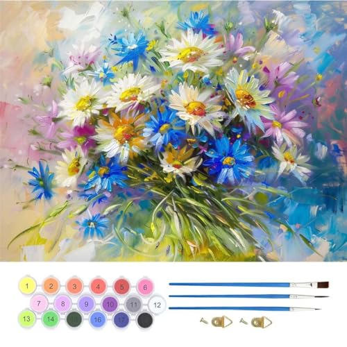 Blume Malen Nach Zahlen,Paint by Numbers Malen Nach Zahlen Adult Kit,Groß DIY Handgemalt Ölgemälde Leinwand Kit für Anfänger Mit Pinsels Acrylfarbe,für Home Décor Geschenke 100x120cm (No Frame) T-715 von generic