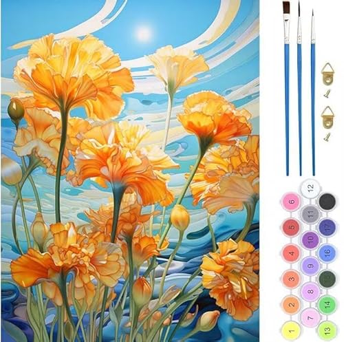 Blume Malen Nach Zahlen,Paint by Numbers Malen Nach Zahlen Adult Kit,Groß DIY Handgemalt Ölgemälde Leinwand Kit für Anfänger Mit Pinsels Acrylfarbe,für Home Décor Geschenke 50x60cm (No Frame) T-677 von generic