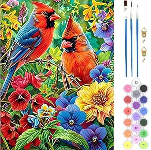 Blume Papagei Malen Nach Zahlen, Paint by Numbers Malen Nach Zahlen Adult Kit, Groß DIY Handgemalt Ölgemälde Kit für Anfänger Mit Pinsels Und Acrylfarbe, für Home Décor Geschenke 90x110cm (No Frame) von generic