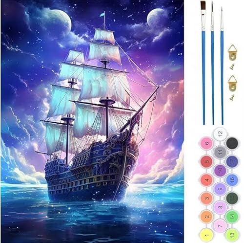 Boot Fantasie Malen Nach Zahlen, Paint by Numbers Malen Nach Zahlen Adult Kit, Groß DIY Handgemalt Ölgemälde Kit für Anfänger Mit Pinsels Und Acrylfarbe, für Home Décor Geschenke 100x120cm (No Frame) von generic