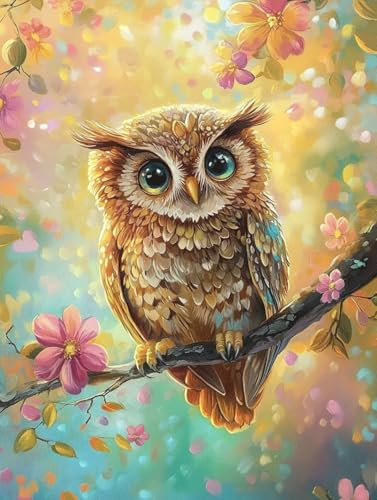 Diamond Painting Erwachsene Owl Diamant Painting Bilder, 5D Diy Diamond Painting Round Steine, Diamond Painting Klein Dimond Painting, 5D Vollbohrer Diamant Malerei Bastelset 40x50cm für Wanddekor von generic