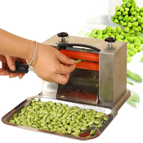 Erbsenschälmaschine, manuelle Bohnenschälmaschine, multifunktionale Edamame-Schälmaschine aus Edelstahl, schnelles Schälen, 2 Walzen passen Sich automatisch an, für Erbsen und Bohnen von generic