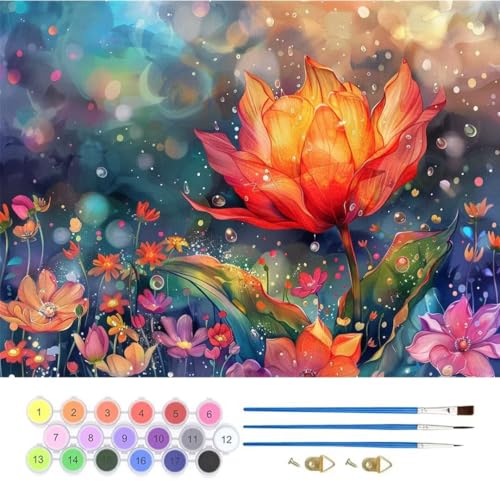 Fantasie Blume Malen Nach Zahlen,Paint by Numbers Malen Nach Zahlen Adult Kit,Groß DIY Handgemalt Ölgemälde Kit für Anfänger Mit Pinsels Acrylfarbe,für Home Décor Geschenke 80x100cm (No Frame) T-759 von generic