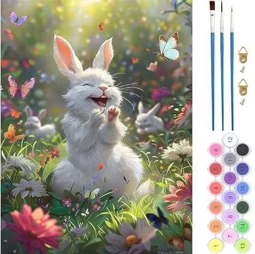 Fantasie Hase Malen Nach Zahlen, Paint by Numbers Malen Nach Zahlen Adult Kit, Groß DIY Handgemalt Ölgemälde Kit für Anfänger Mit Pinsels Und Acrylfarbe, für Home Décor Geschenke 100x120cm (No Frame) von generic