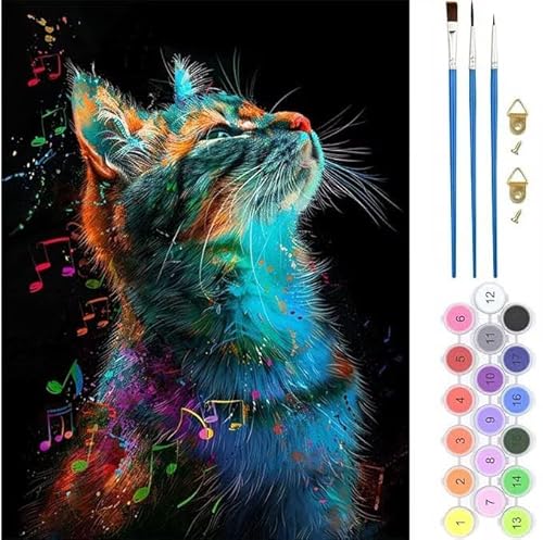 Fantasie Katze Malen Nach Zahlen,Paint by Numbers Malen Nach Zahlen Adult Kit,Groß DIY Handgemalt Ölgemälde Kit für Anfänger Mit Pinsels Acrylfarbe,für Home Décor Geschenke 50x60cm (No Frame) T-643 von generic