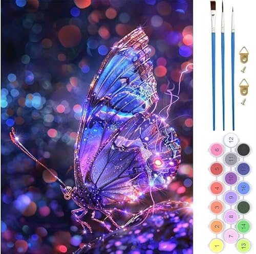 Fantasie Schmetterling Malen Nach Zahlen,Paint by Numbers Malen Nach Zahlen Adult Kit,Groß DIY Handgemalt Ölgemälde Kit für Anfänger Mit Pinsels Und Acrylfarbe,für Home Décor 70x90cm (No Frame) T-645 von generic