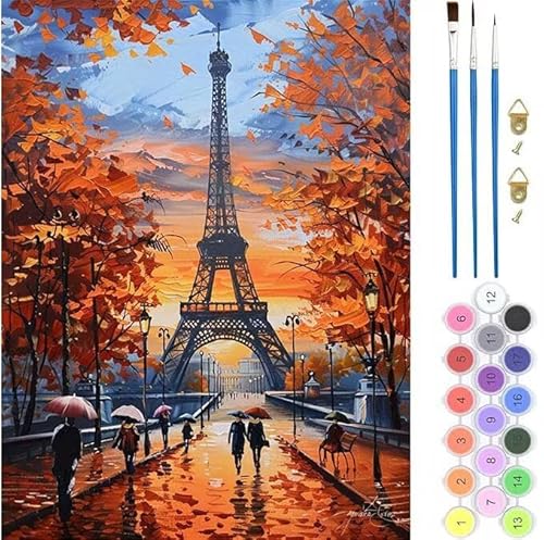 Frankreich Pärchen Malen Nach Zahlen, Paint by Numbers Malen Nach Zahlen Adult Kit, Groß DIY Handgemalt Ölgemälde Kit für Anfänger Mit Pinsels Und Acrylfarbe, für Home Décor 80x100cm (No Frame) T-503 von generic