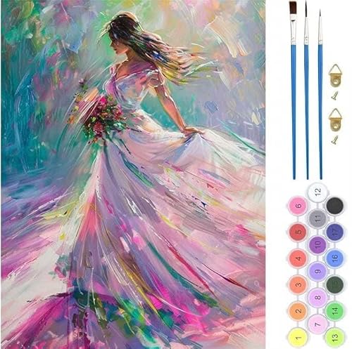 Gekritzel Frau Malen Nach Zahlen, Paint by Numbers Malen Nach Zahlen Adult Kit, Groß DIY Handgemalt Ölgemälde Kit für Anfänger Mit Pinsels Acrylfarbe, für Home Décor Geschenke 30x40cm (No Frame) T-98 von generic