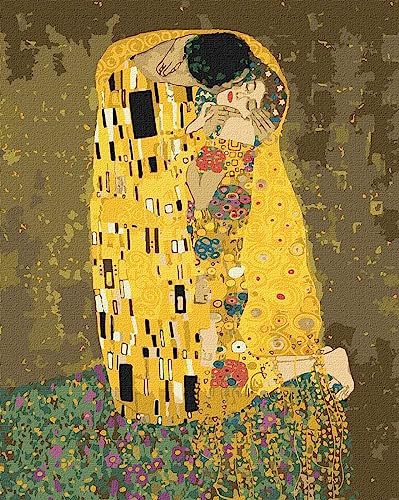 IDEYKA Malen nach Zahlen Der Kuss 2. Gustav Klimt 40x50 Menschen auf dem Bild mit Holzrahmen von generic