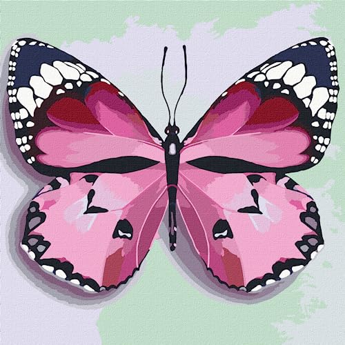 IDEYKA Malen nach Zahlen Rosa Schmetterling 25x25 Tiere mit Holzrahmen von generic