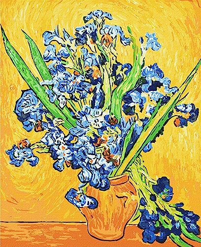 IDEYKA Malen nach Zahlen Schwertlilien in einer Vase. Van Gogh 40x50 Reproduktionen von Künstlern mit Holzrahmen von generic