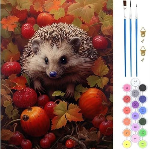 Igel Niedlich Malen Nach Zahlen, Paint by Numbers Malen Nach Zahlen Adult Kit, Groß DIY Handgemalt Ölgemälde Kit für Anfänger Mit Pinsels Acrylfarbe, für Home Décor Geschenke 30x40cm (No Frame) T-651 von generic