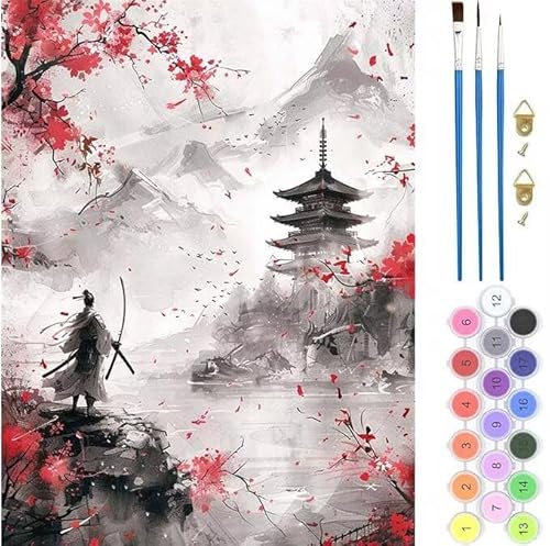 Japanisch Landschaft Malen Nach Zahlen, Paint by Numbers Malen Nach Zahlen Adult Kit, Groß DIY Handgemalt Ölgemälde Kit für Anfänger Mit Pinsels Und Acrylfarbe, für Home Décor 100x120cm (No Frame) von generic