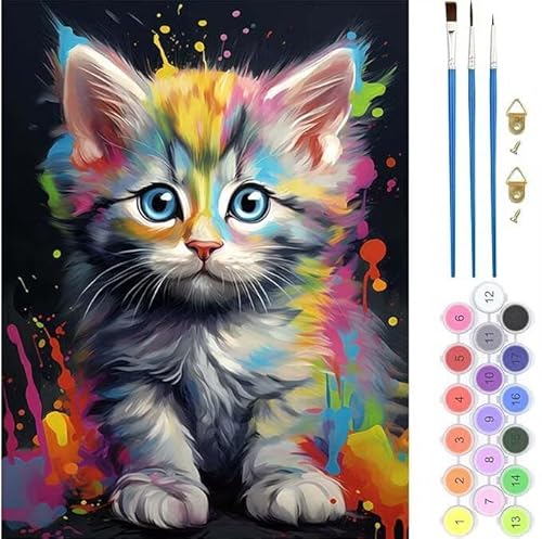 Katze Tier Malen Nach Zahlen,Paint by Numbers Malen Nach Zahlen Adult Kit,Groß DIY Handgemalt Ölgemälde Kit für Anfänger Mit Pinsels Und Acrylfarbe,für Home Décor Geschenke 100x120cm (No Frame) T-461 von generic