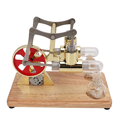 Kit Stirlg 21×14×11 Stirlingmotor-Modell, Wissenschaftliches Physikalisches Modell, Goldener Zweizylinder-Stirlingmotor, Pädagogisches Spielzeug von generic