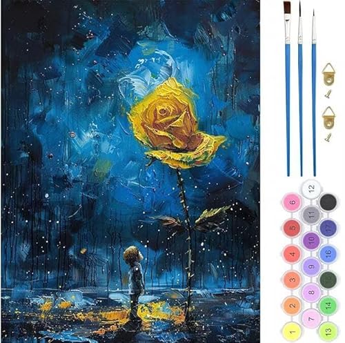 Kritzelei Blume Malen Nach Zahlen,Paint by Numbers Malen Nach Zahlen Adult Kit,Groß DIY Handgemalt Ölgemälde Leinwand Kit für Anfänger Mit Pinsels Acrylfarbe,für Home Décor 80x100cm (No Frame) T-493 von generic